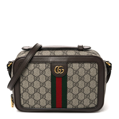 Gucci GG Supreme Monogram Web Small Ophidia Top Handle Shoulder Bag Brown 1 of 11
