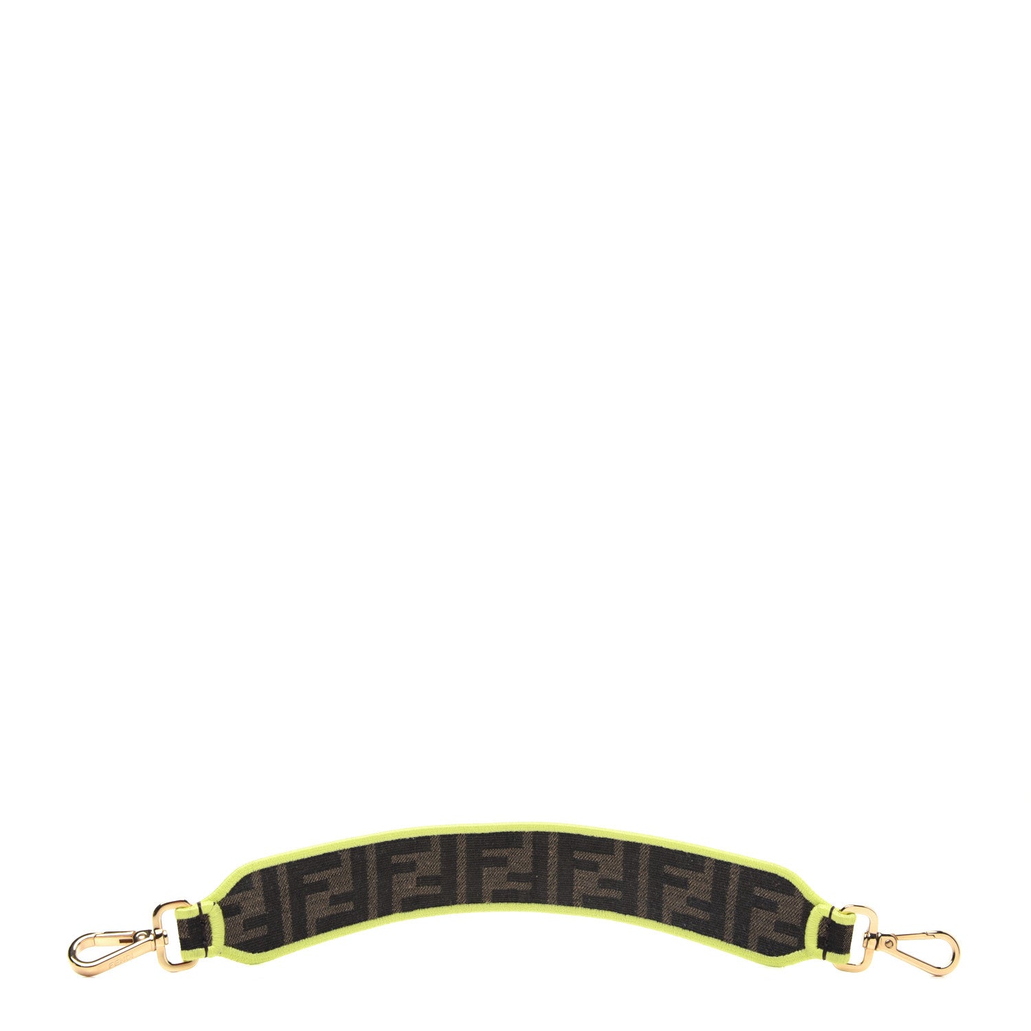Fendi Fabric Jacquard FF 1974 Logo Threaded Edge Mini Strap You Tobacco Moro Giallo Fluo 2 of 4