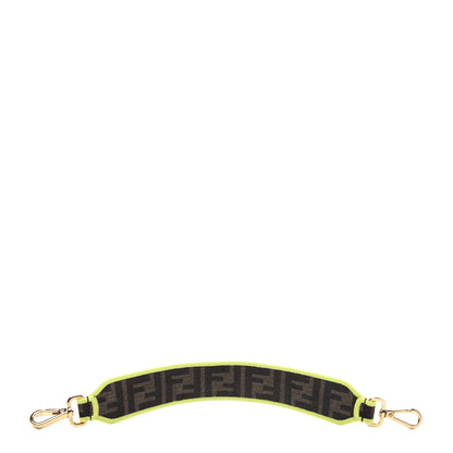 Fendi Fabric Jacquard FF 1974 Logo Threaded Edge Mini Strap You Tobacco Moro Giallo Fluo 2 of 4