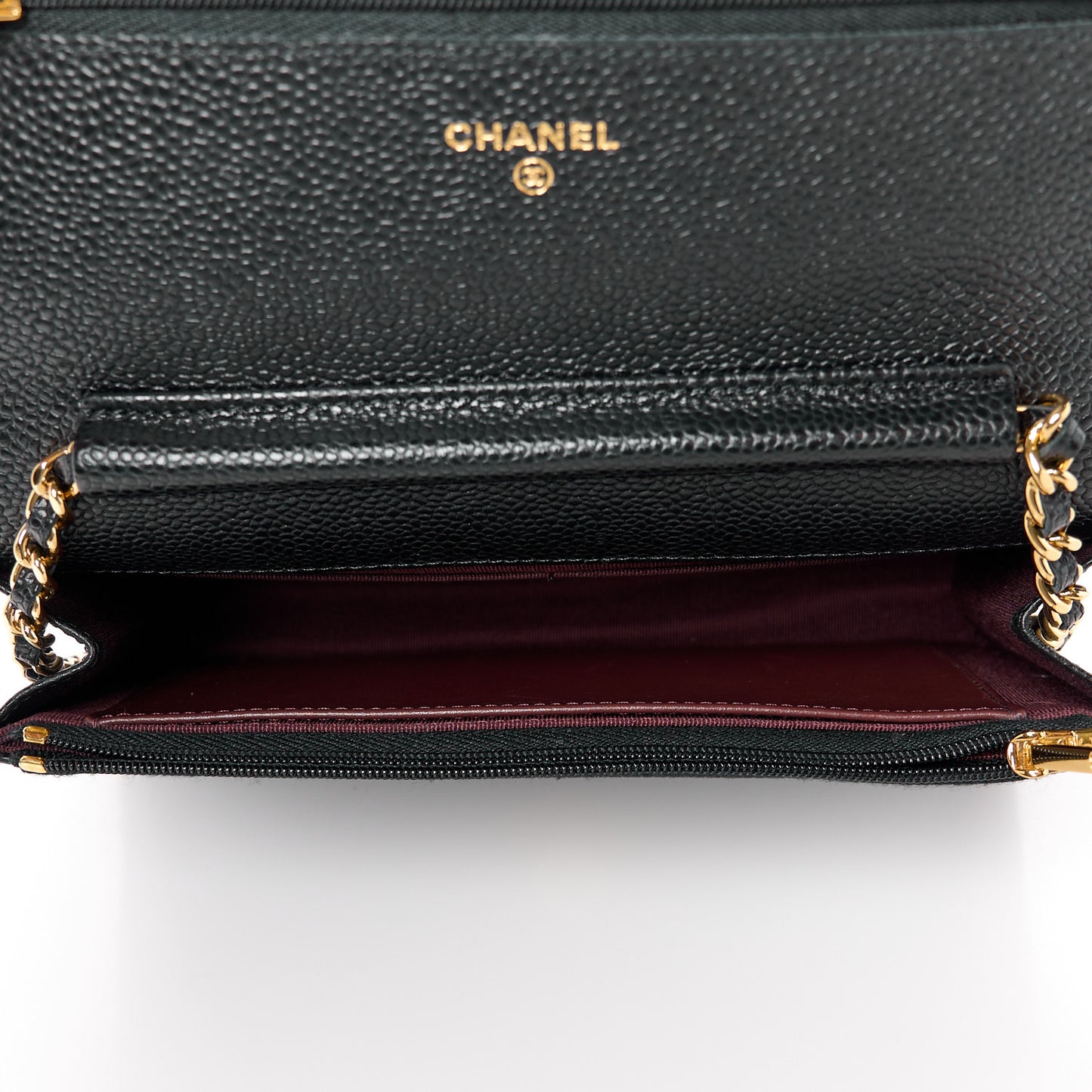 Caviar Quilted Wallet on Chain WOC Black