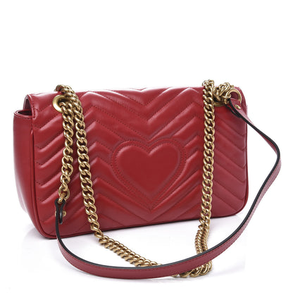 Gucci Calfskin Matelasse Small GG Marmont Shoulder Bag Hibiscus Red 2 of 11
