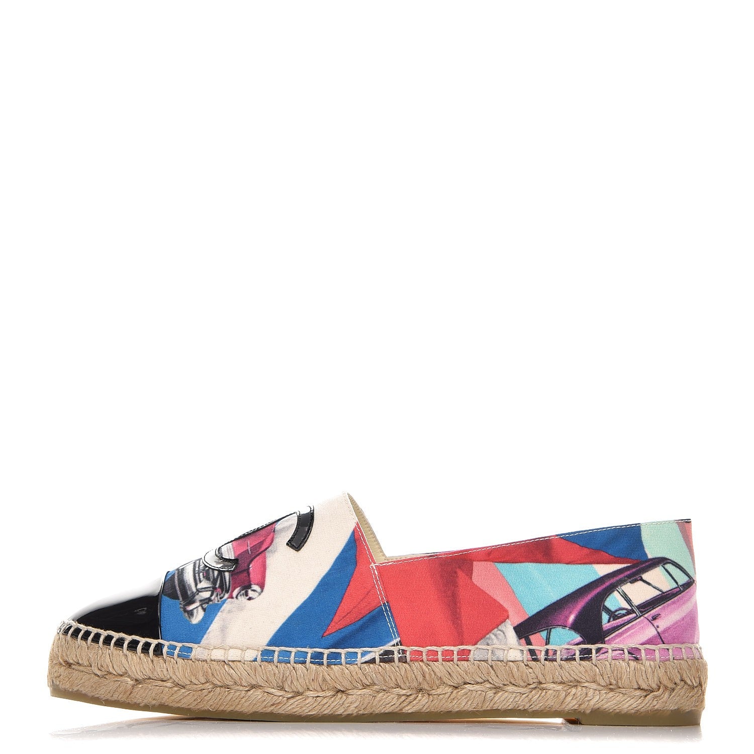 Chanel Crepe Patent CC Espadrilles 40 Multicolor Black 1 of 10