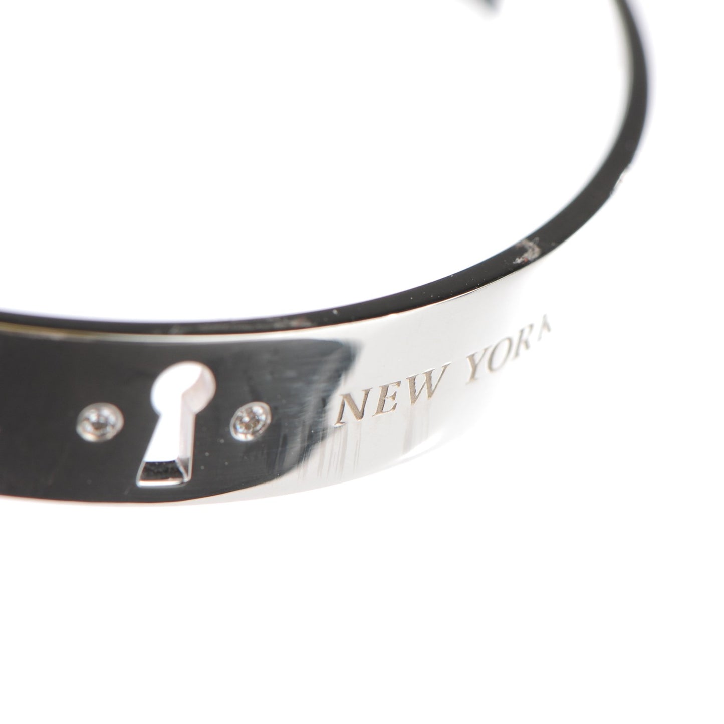 Sterling Silver Diamond Narrow Locks Bangle Bracelet