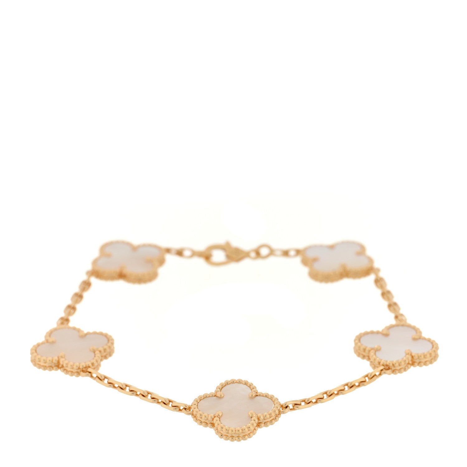 Van Cleef & Arpels 18K Yellow Gold Mother of Pearl 5 Motifs Vintage Alhambra Bracelet 1 of 3