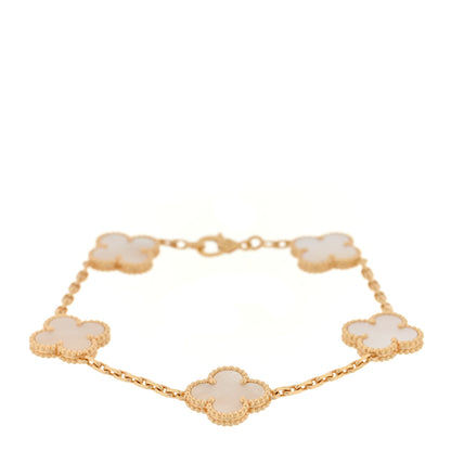 Van Cleef & Arpels 18K Yellow Gold Mother of Pearl 5 Motifs Vintage Alhambra Bracelet 1 of 3