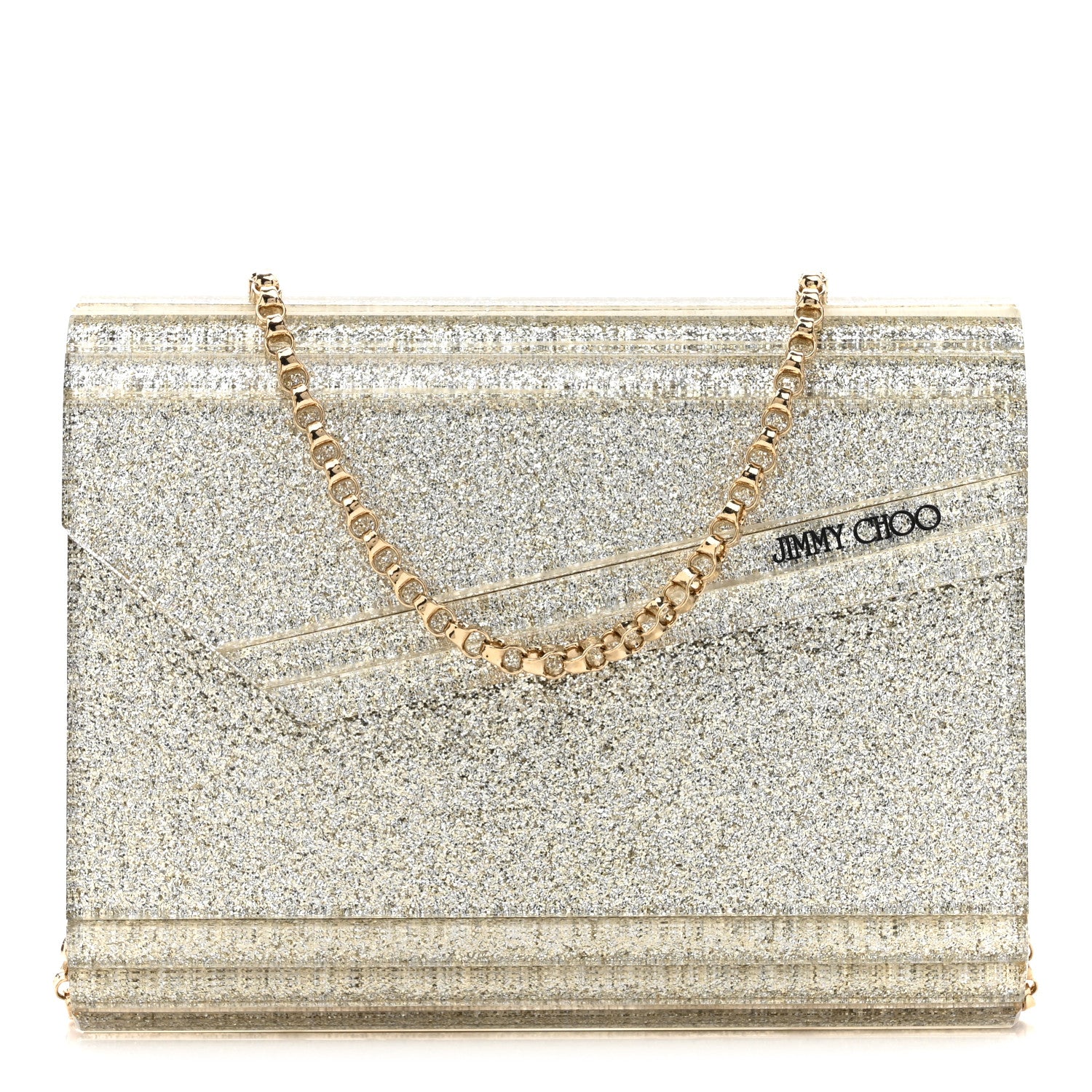 Jimmy Choo Acrylic Glitter Candy Clutch Platinum Ice 1 of 11
