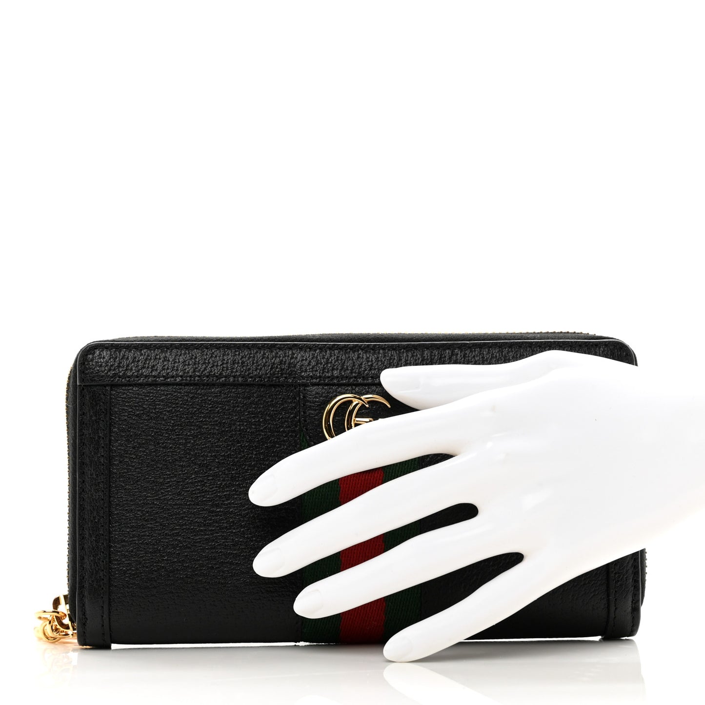 Calfskin Web Ophidia Zip Around Wallet Black