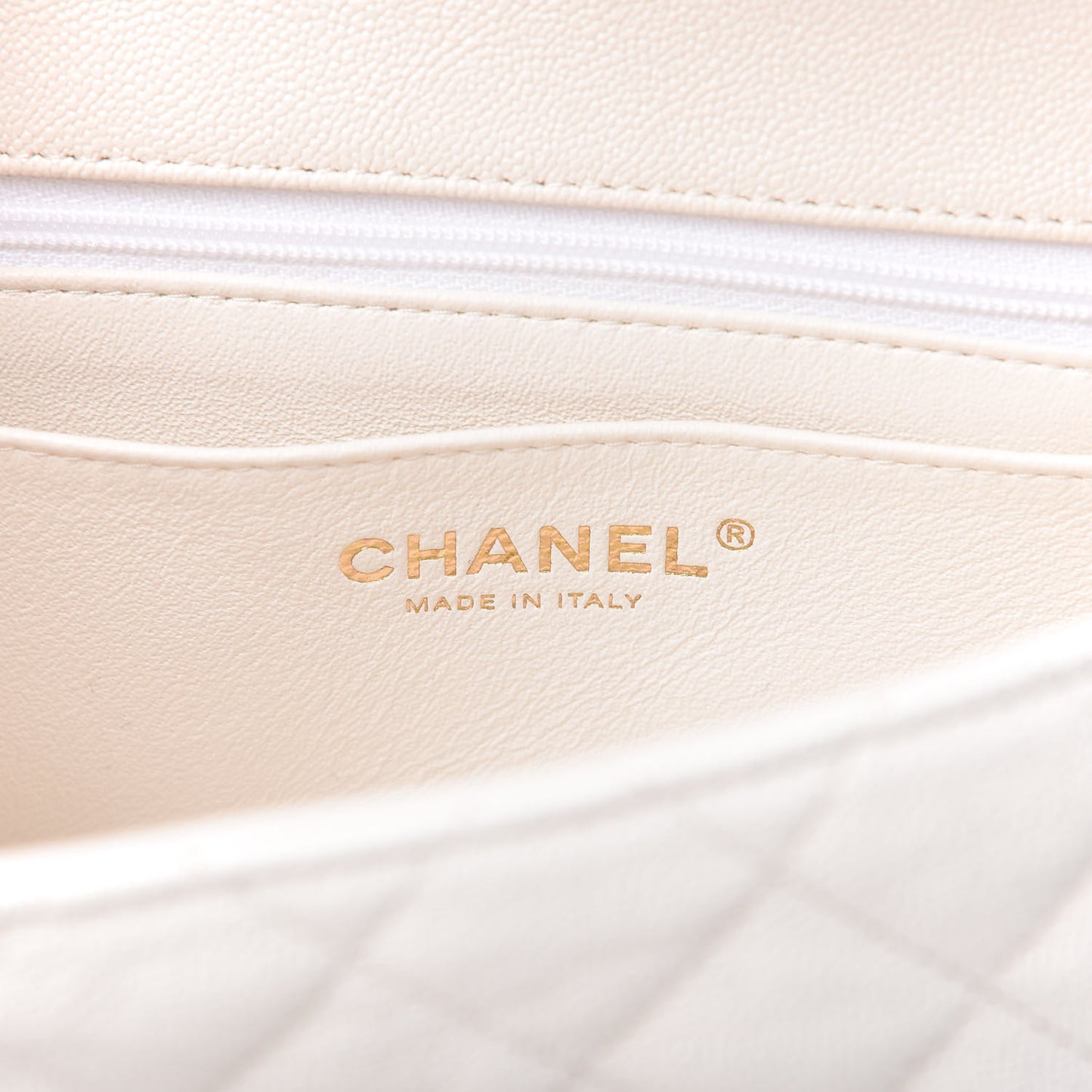 Caviar Quilted Mini Top Handle Rectangular Flap White
