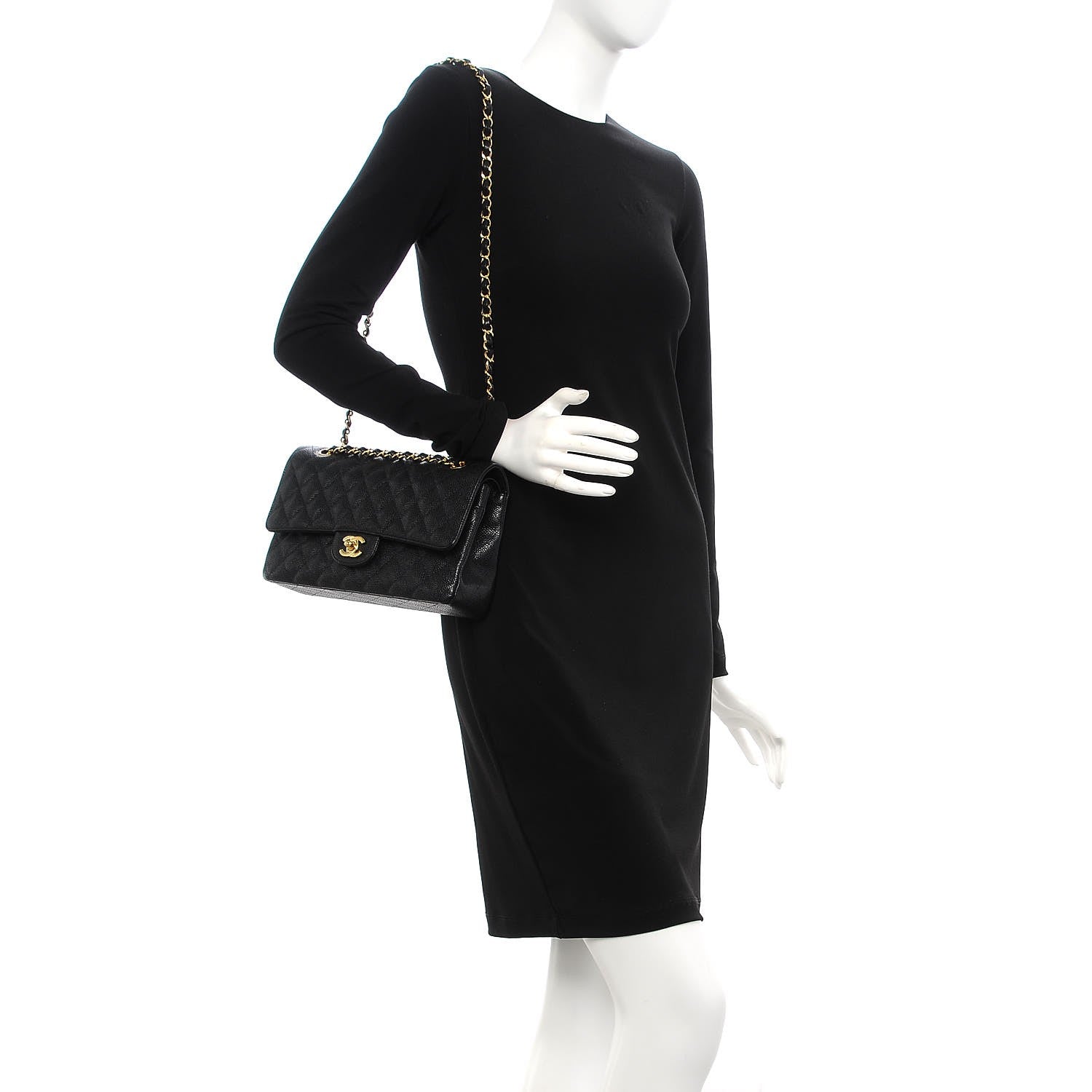 Chanel Caviar Quilted Medium Double Flap Black 2 of 8