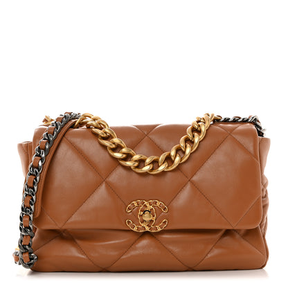 Chanel Lambskin Quilted Large Chanel 19 Flap Brown 1 of 10