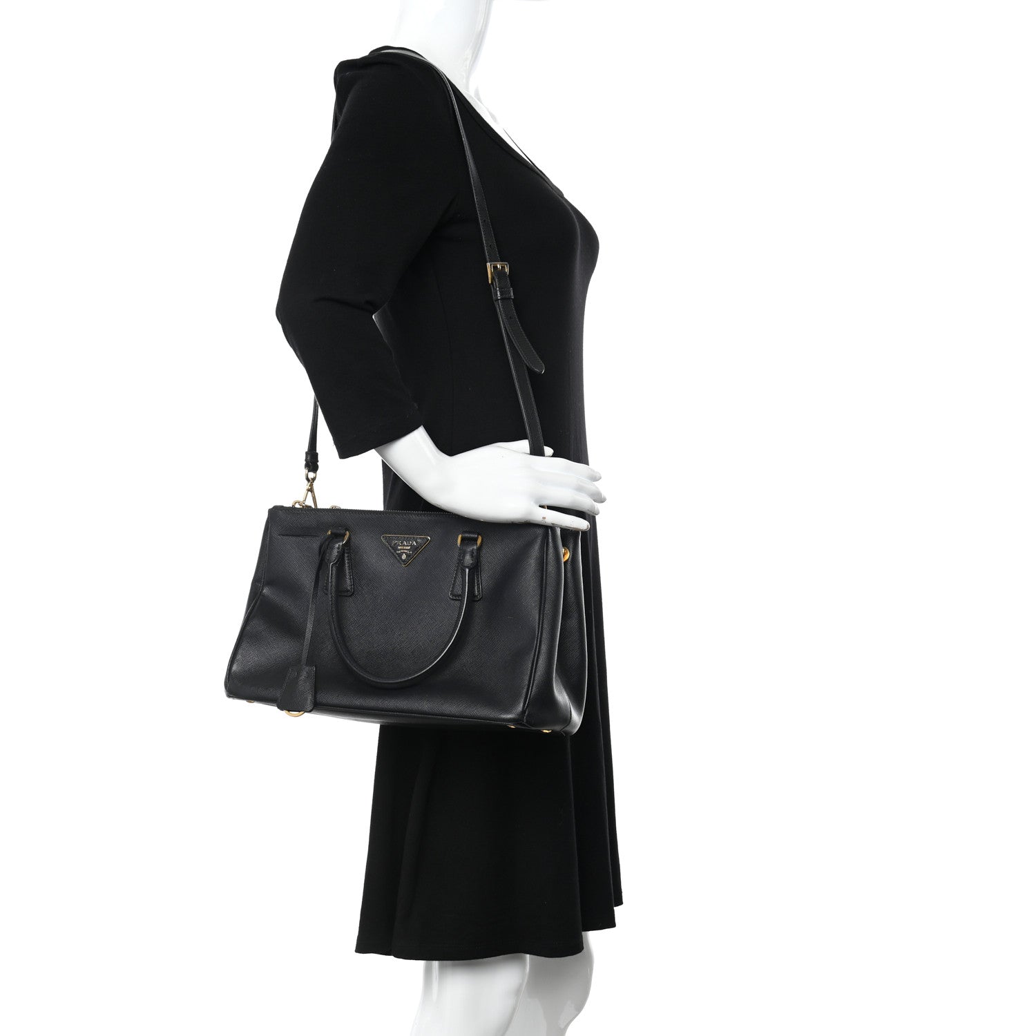 Prada Saffiano Medium Galleria Double Zip Tote Black 2 of 19