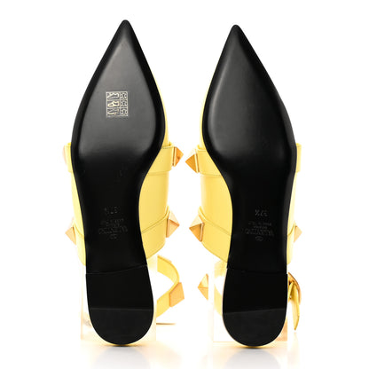 Valentino Garavani Calfskin Roman Stud Ankle Strap Flat Mules 37.5 Lime Sorbet 5 of 8