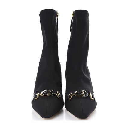 Gucci Fabric Zumi Stretch Mid Heel Ankle Boots 37.5 Black 2 of 9