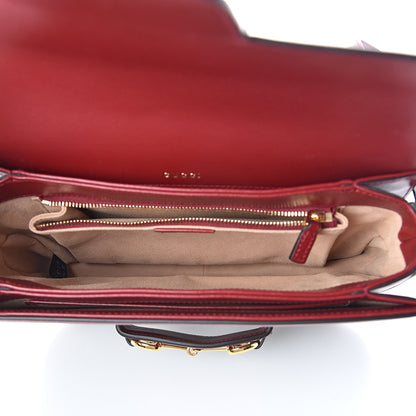 Gucci GG Supreme Monogram Azalea Calfskin Horsebit 1955 Shoulder Bag Beige Ebony New Cherry Red 4 of 9