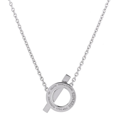 Hermes 18K White Gold Diamond Finesse Pendant Necklace 3 of 5
