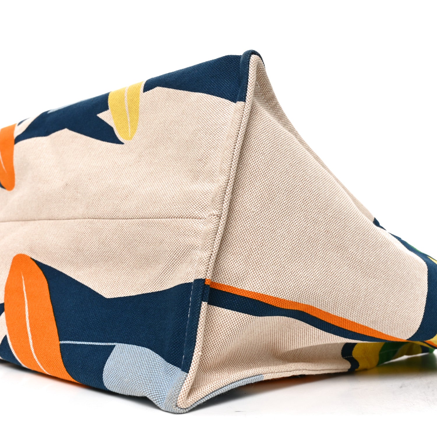 Hermes Cotton Canvas Apres la Vague Beach Bag Jaune Bleu 9 of 10