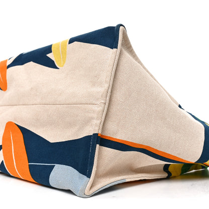 Hermes Cotton Canvas Apres la Vague Beach Bag Jaune Bleu 9 of 10