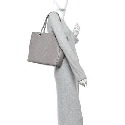 Chanel Caviar Quilted Vertical Grand Shopping Tote GST Grey 2 of 10