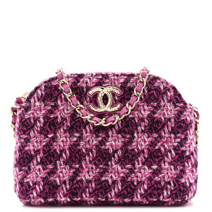 Chanel Tweed Quilted Mini Clutch With Chain Purple 1 of 12