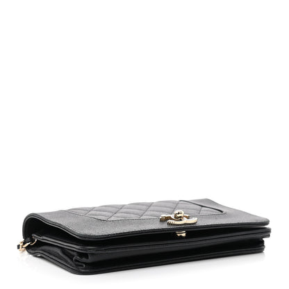 Chanel Caviar Quilted Vintage Mademoiselle Wallet On Chain WOC Black 4 of 14