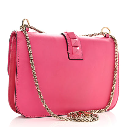 Valentino Garavani Vitello Medium Glam Lock Rockstud Flap Fuxia Fluo 2 of 10