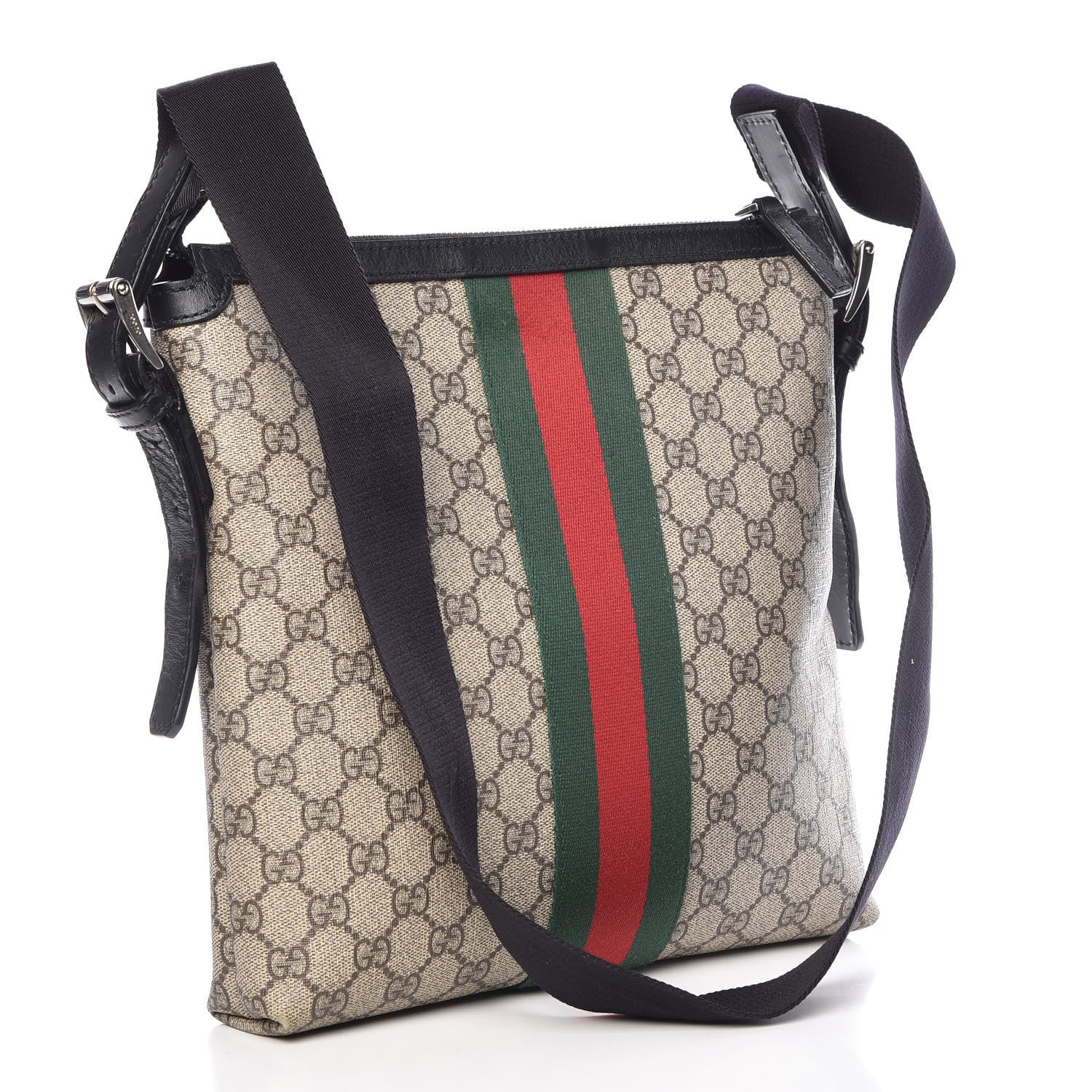 Gucci GG Supreme Monogram Web Messenger Bag Black 4 of 10