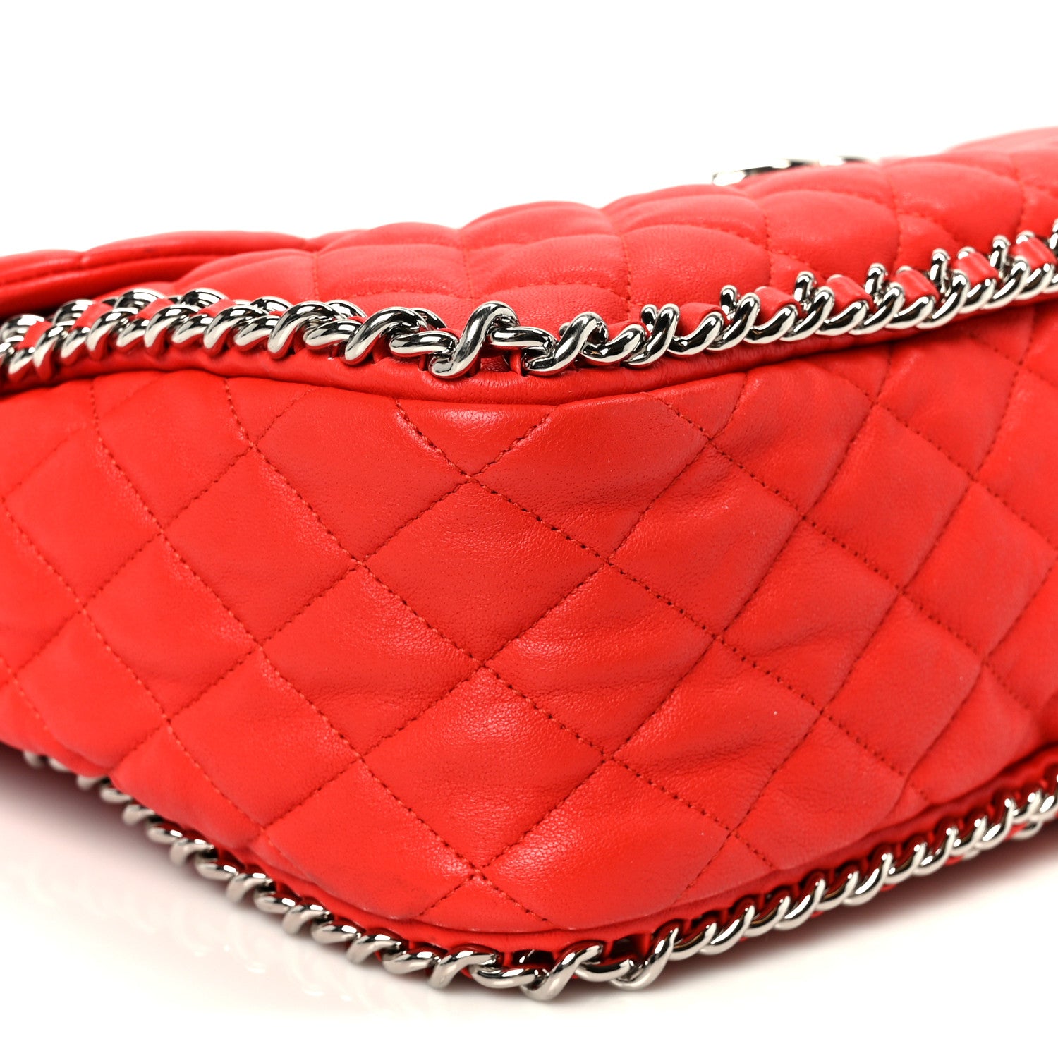 Chanel Washed Lambskin Quilted Maxi Chain Around Flap Red 9 of 10