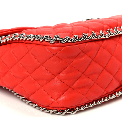 Chanel Washed Lambskin Quilted Maxi Chain Around Flap Red 9 of 10