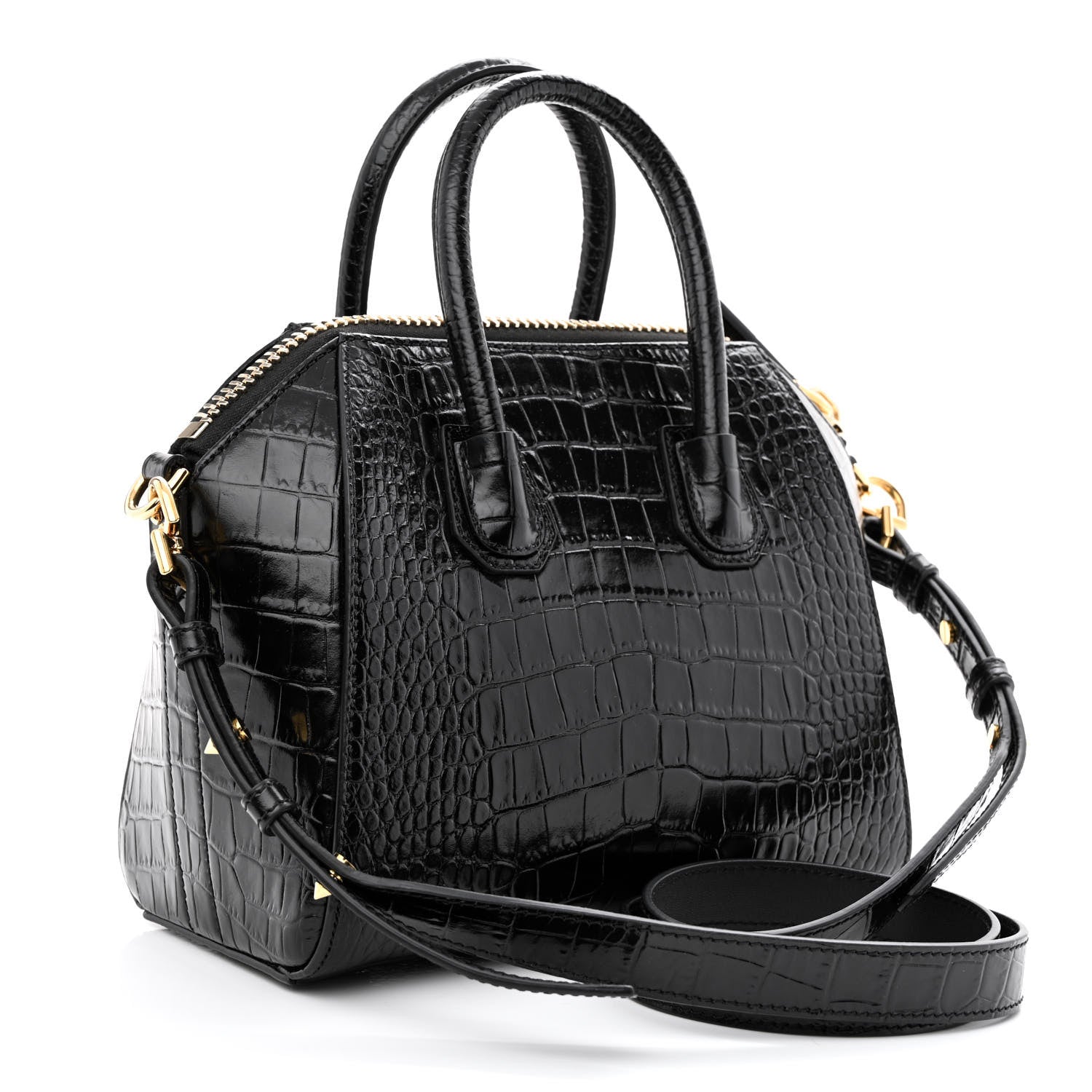 Givenchy Calfskin Crocodile Embossed Mini Antigona Black 3 of 10