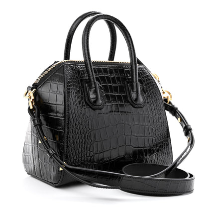Givenchy Calfskin Crocodile Embossed Mini Antigona Black 3 of 10