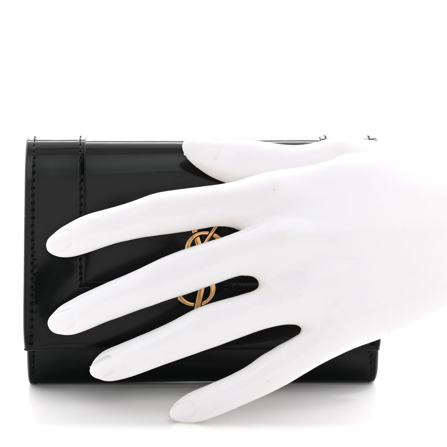 Lambskin Patent Small Monogram Cassandre Envelope Wallet Black