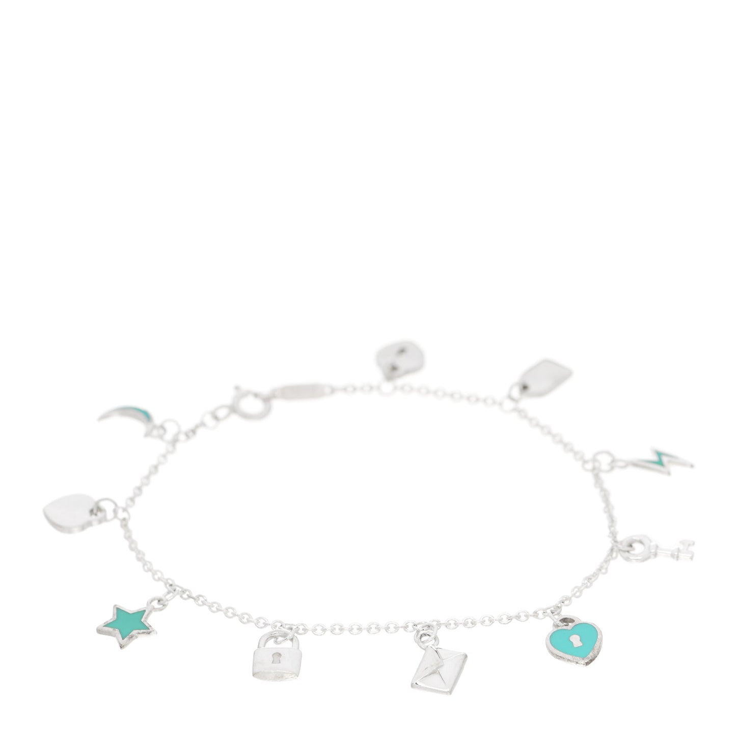 Sterling Silver Enamel Love Notes Charm Bracelet Blue