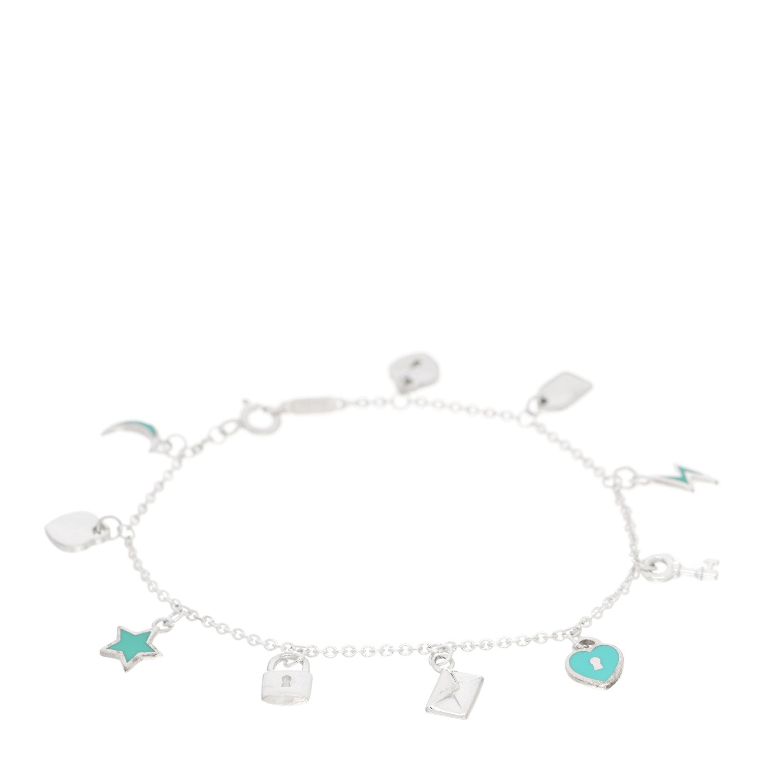 Tiffany Sterling Silver Enamel Love Notes Charm Bracelet Blue 1 of 5