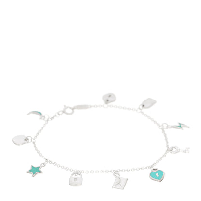 Tiffany Sterling Silver Enamel Love Notes Charm Bracelet Blue 1 of 5