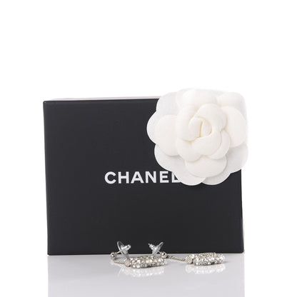 Chanel Baguette Crystal CC Drop Earrings Silver 6 of 6