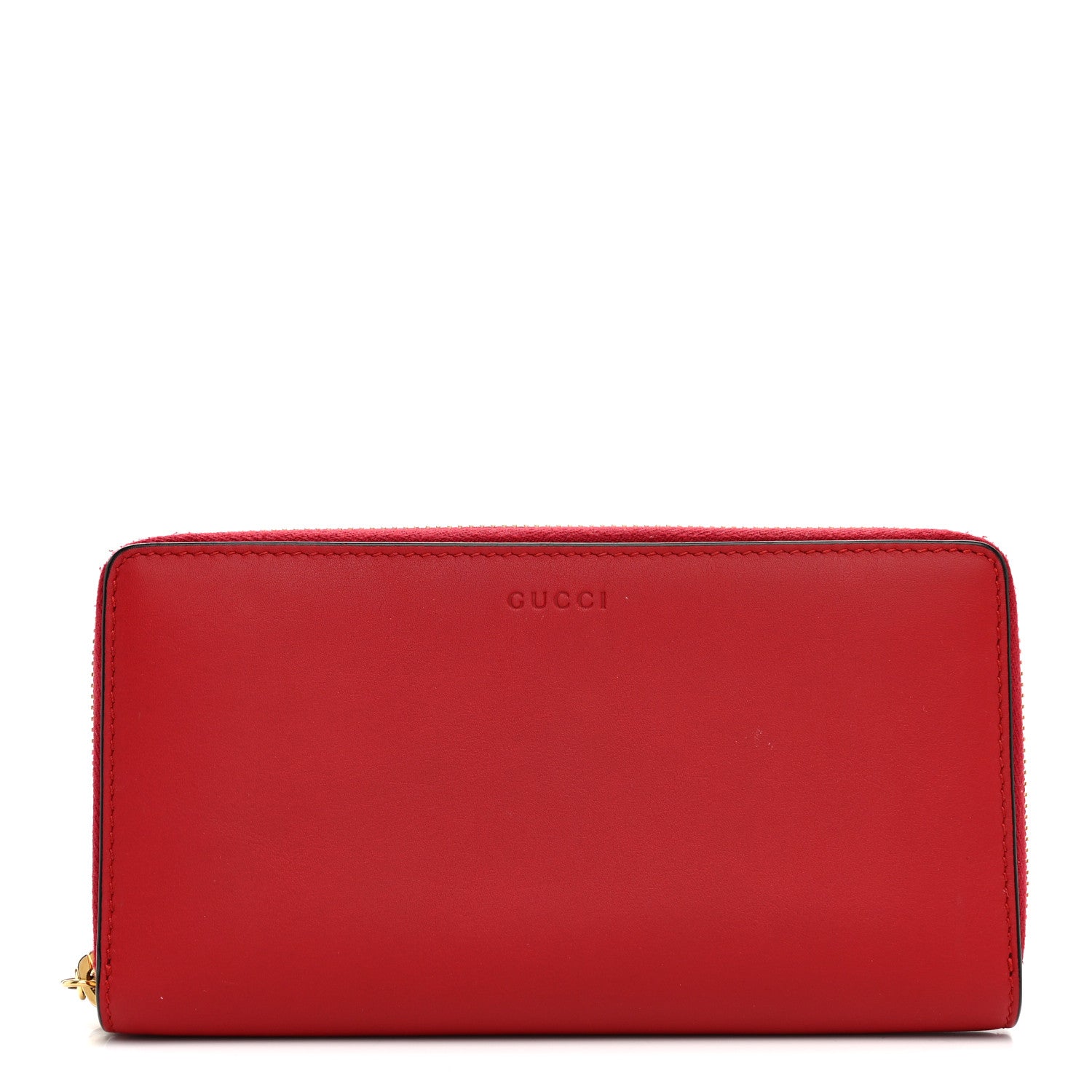 Gucci Calfskin Bamboo Round Zip Long Wallet Red 1 of 9