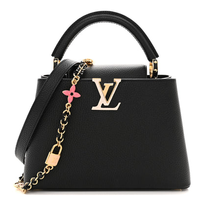 Louis Vuitton Taurillon Enamel Flower Padlock Chain Capucines BB Black 1 of 9