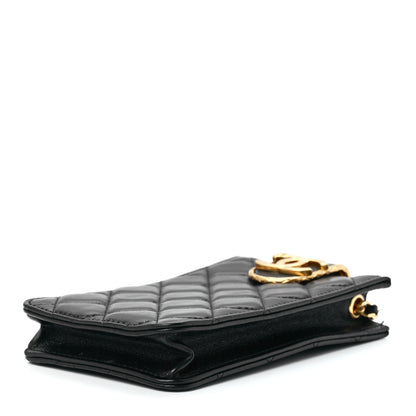 Chanel Lambskin Quilted Phone Holder With Chain Black 10 of 12