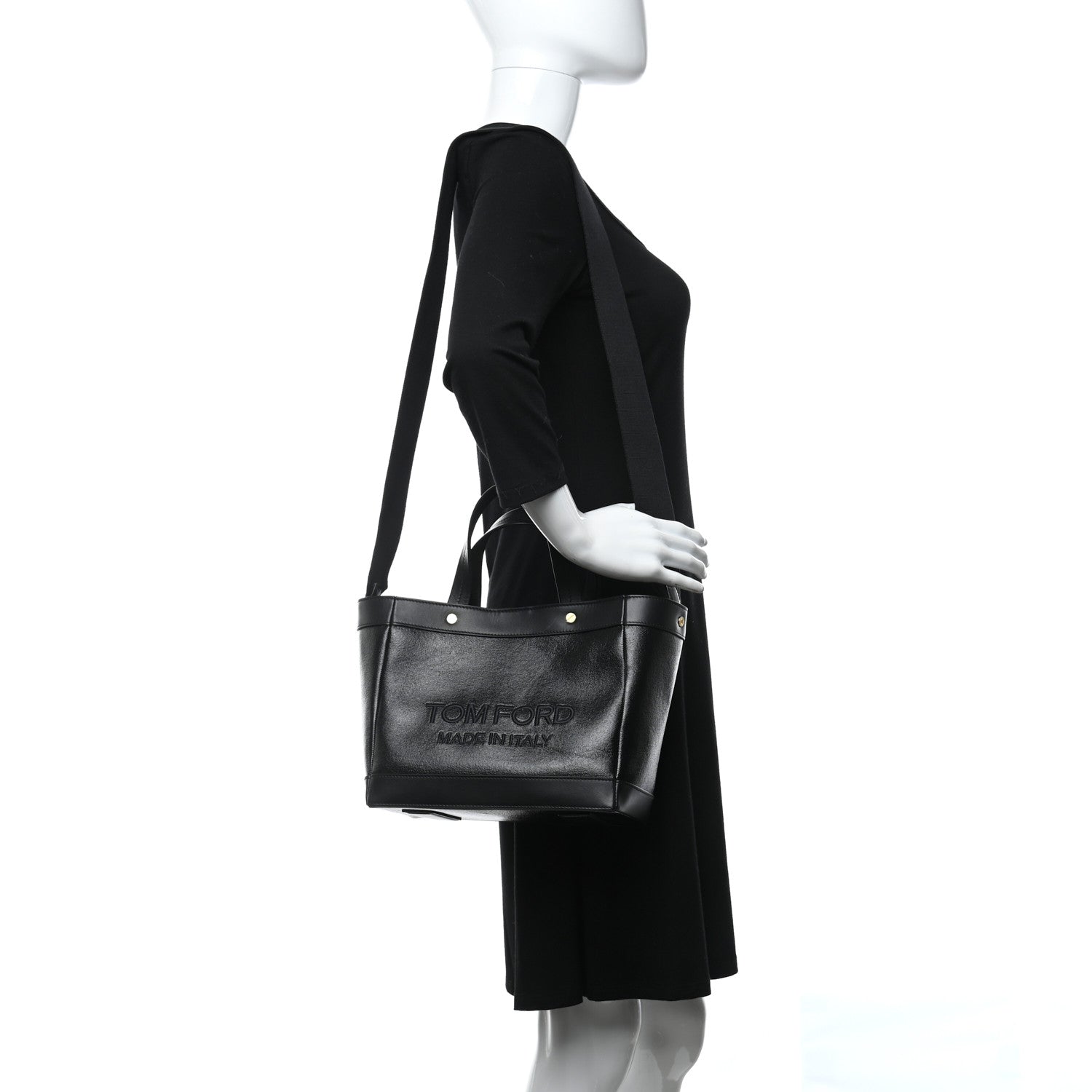 Tom Ford Coated Denim Logo T Screw Tote Black 2 of 8