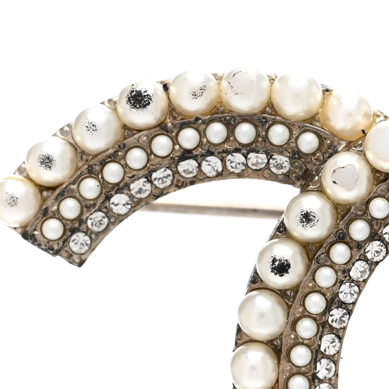 Chanel Pearl Crystal CC Brooch Gold 5 of 6