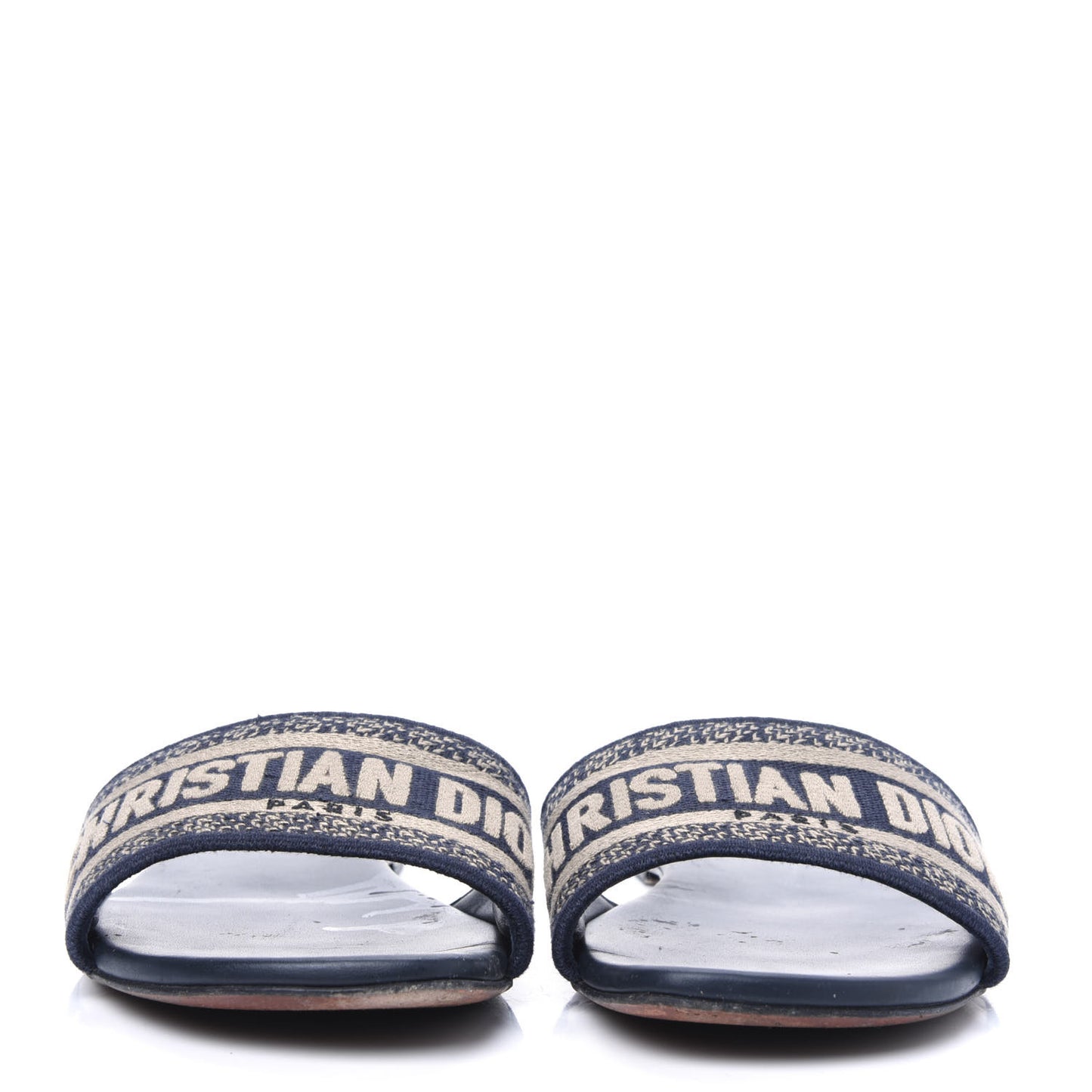 Canvas Embroidered Dway Mules Slide Sandals 38 Deep Blue