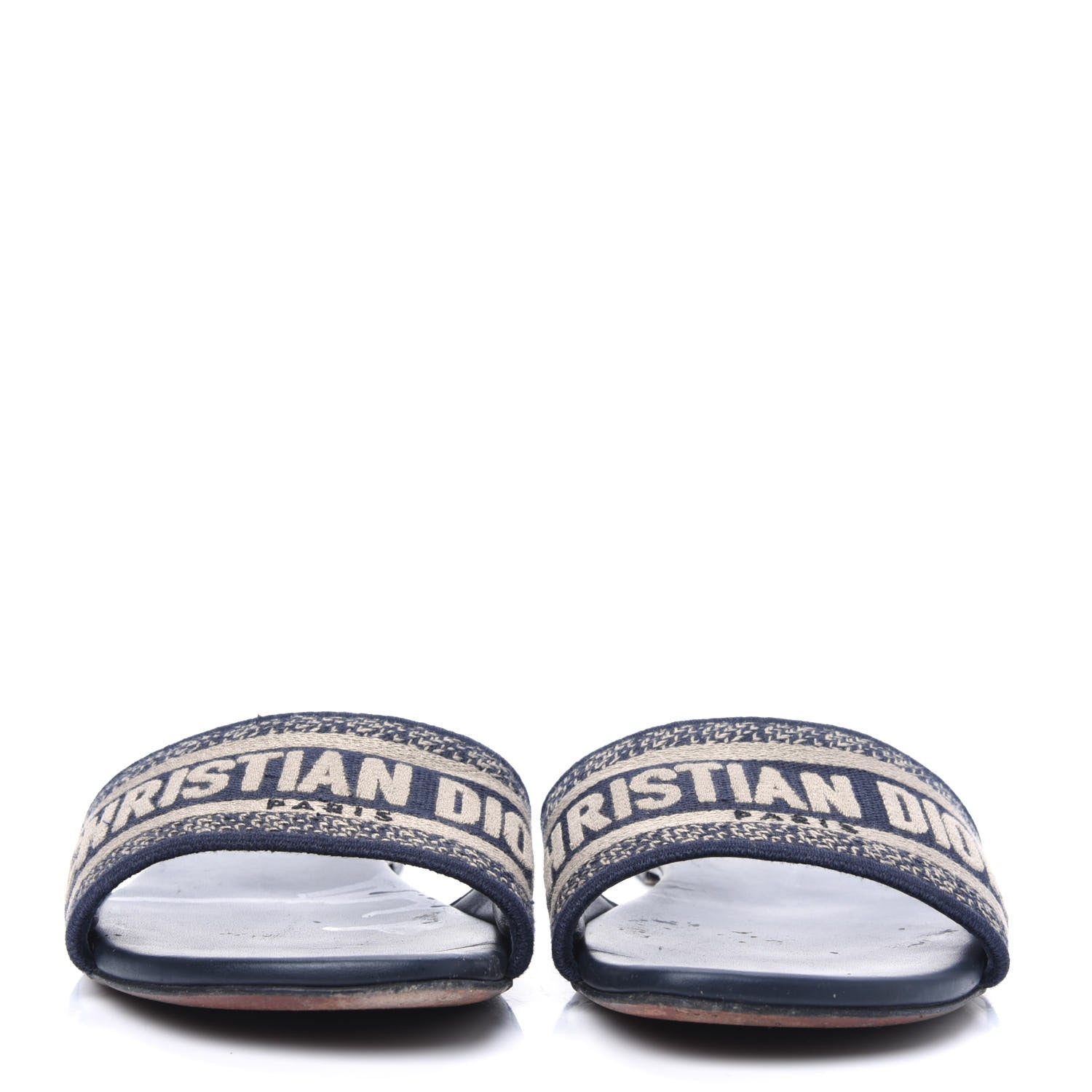 Christian Dior Canvas Embroidered Dway Mules Slide Sandals 38 Deep Blue 2 of 13