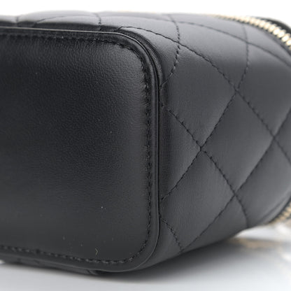 Chanel Lambskin Quilted Mini Pearl Crush Vanity Case With Chain Black 10 of 11
