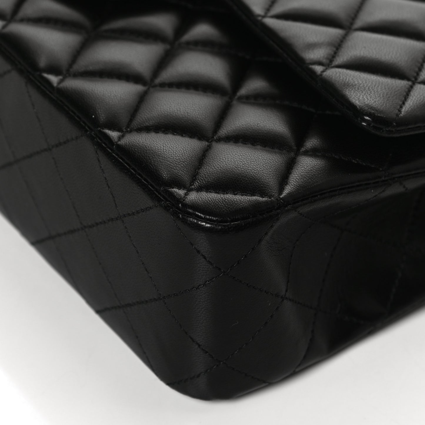 Lambskin Quilted Medium Double Flap Black