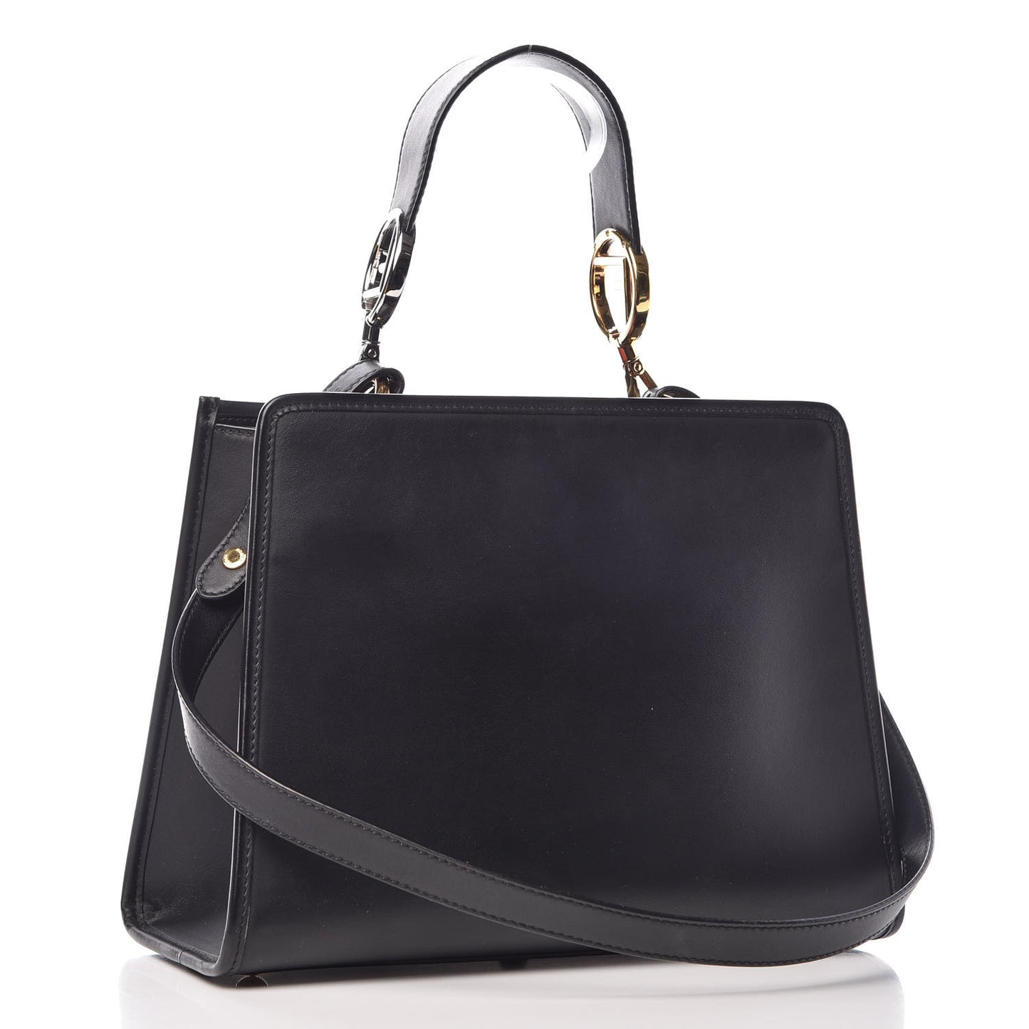Vitello Century F is Fendi FF 1974 Embossed Small Runaway Satchel Black Maya