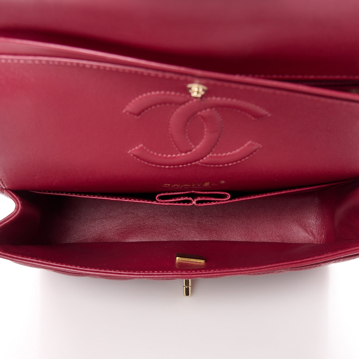 Lambskin Quilted Medium Double Flap Burgundy