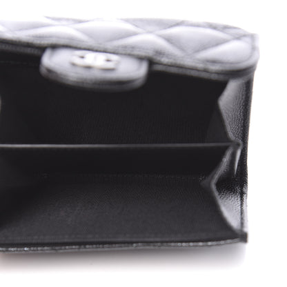 Chanel Iridescent Caviar Quilted Flap Card Holder Wallet Black 5 of 9