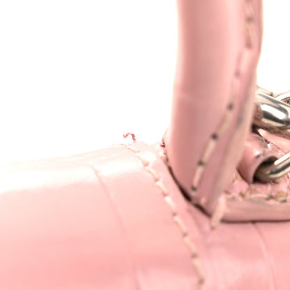 Balenciaga Shiny Calfskin Crocodile Embossed Hourglass Top Handle Bag Mini with Chain Powder Pink 11 of 11