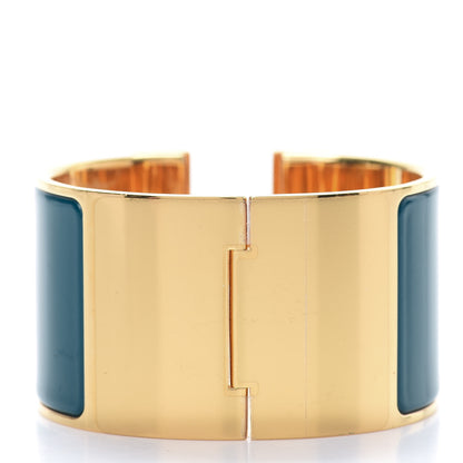 Hermes Enamel Extra Wide Clic Clac H Bracelet GM Bleu Canard 3 of 5