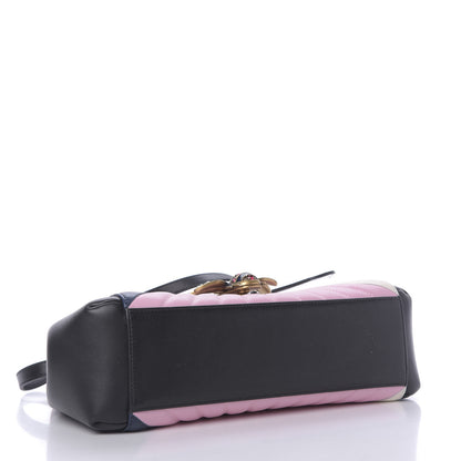 Gucci Calfskin Bamboo Trapuntata Queen Margaret Top Handle Bag Blue Agata Hibiscus Red Mystic White Sugar Pink 5 of 10